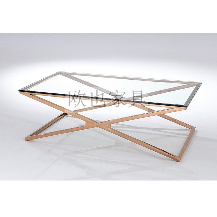 Northern Europe Simplicity Rose Gold wire drawing Stainless steel tea table designer club villa Open Houses Glass tea tablein the Residential furniture , Categories , Tea table  category - from Buy2taobao.com to provide professional Taobao agent buy service