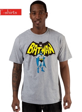 80s T恤世界 超级英雄之蝙蝠侠 短袖T恤浅灰色 纯棉 男装男款