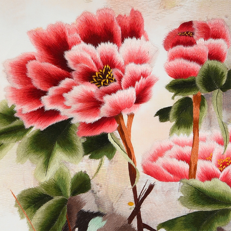 江南绣庄 有框装饰画客厅挂画牡丹餐厅门厅挂画 手工刺绣画晓妆