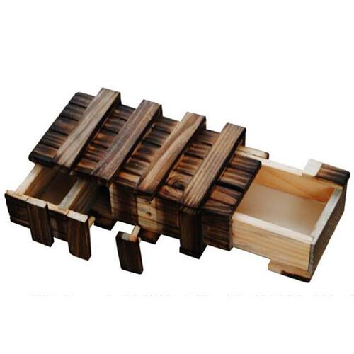 magic compartment wooden puzzle box with secret drawer brain