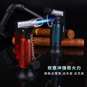 包邮银星大班双直冲弯头防风打火机烧烤点碳雪茄艾灸蚊香家用