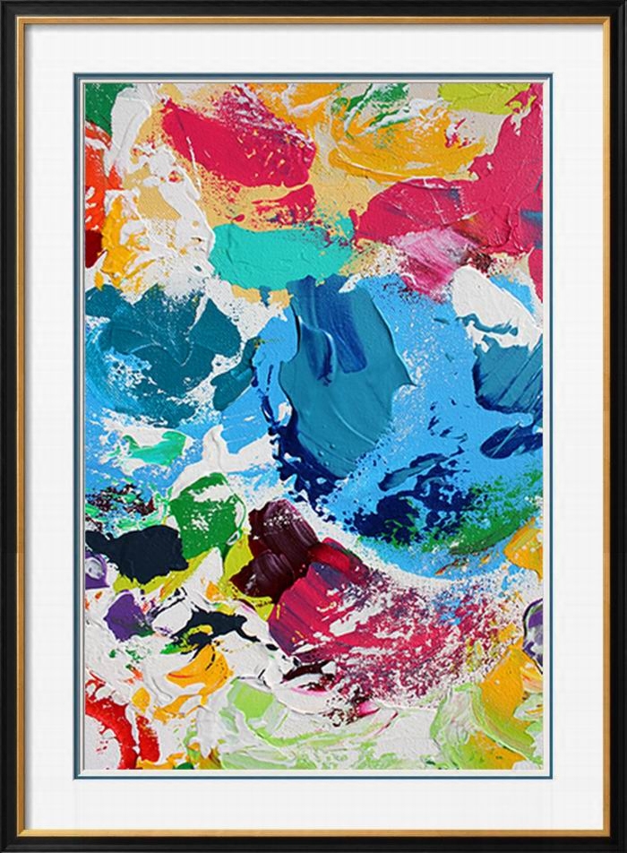 美国进口原版高端画抽象装饰画客厅玄关走廊浓艳抽象画缤纷的海洋