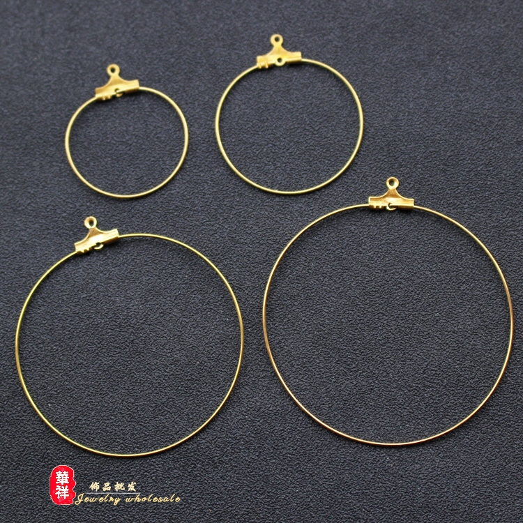 25/30/40/50mm纯铜耳圈 简约韩式挂孔耳勾耳环圆圈 DIY饰品配件