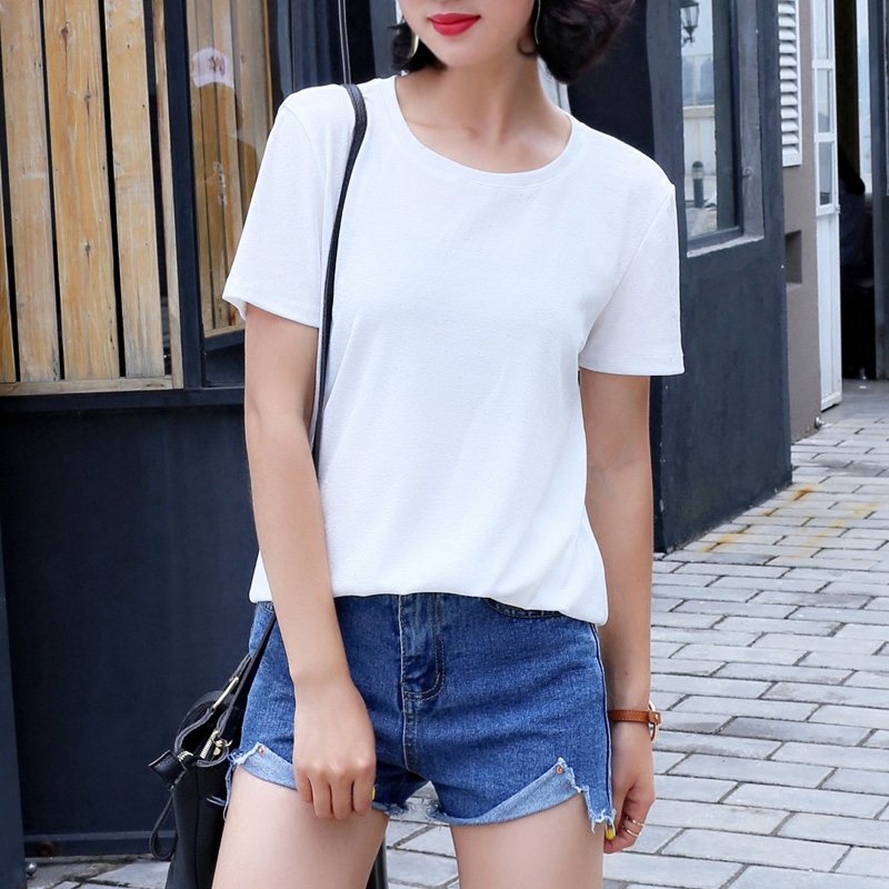 特价夏季短袖t恤女士上衣修身显瘦韩版半袖2024新款设计感小众潮