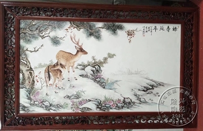 中式风名家手绘仿古粉彩瓷板画