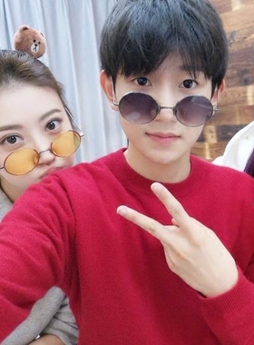 王源景甜李小璐同款原宿圆形眼镜