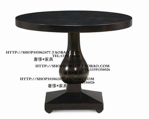出口法式美式仿古 卡洛琳实木圆形茶几咖啡桌角几边几别墅家具