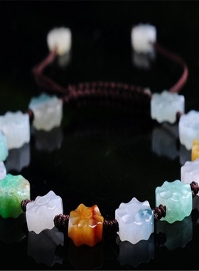 冰糯种翡翠A货玉石保平安手链