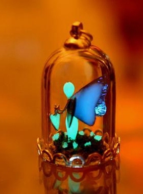 仙女彩虹翅膀心形夜光项坠吊坠