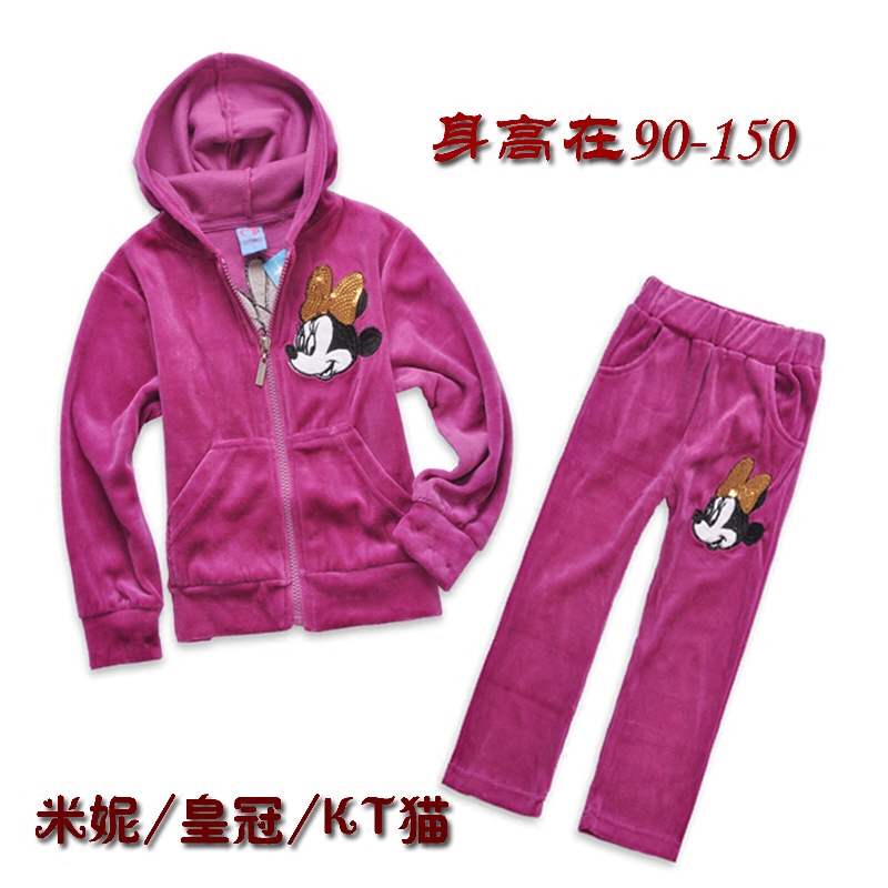 Children's clothing spring and autumn motion suit girl Western style Velvet suit Two piece set girl Western style pure cotton 2019 newin the Children/Baby/Family fitted , Set  category - from Buy2taobao.com to provide professional Taobao agent buy service