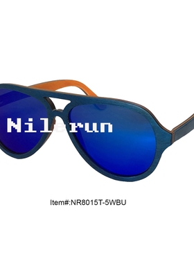 流行飞行员式镜面蓝色彩膜蓝色滑板木太阳镜蛤蟆镜墨镜