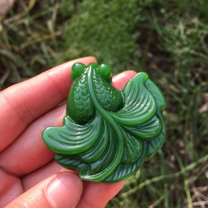 外蒙料金玉满堂菠菜绿吊坠送证书