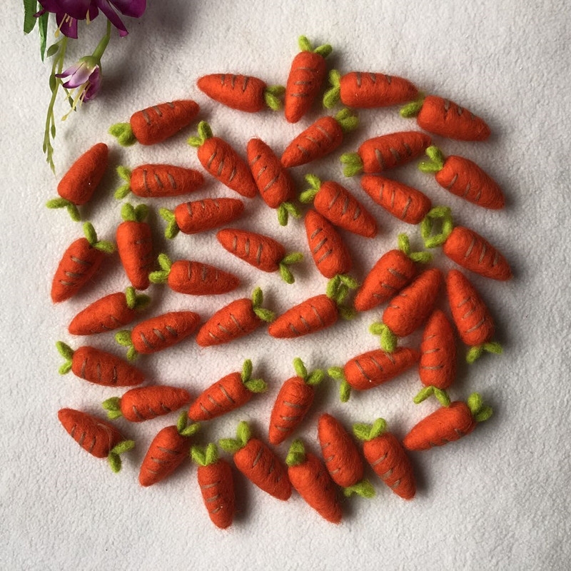 手工羊毛毡胡萝卜道具新生儿满月宝宝拍照摄影手把件玩偶道具