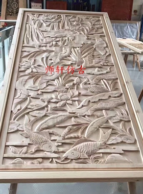 东阳木雕中式装修手工镂空玄关