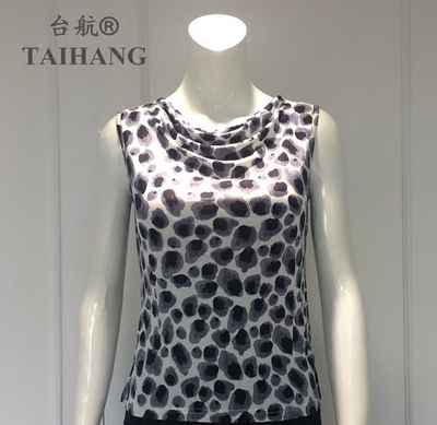 荡领真丝针织台航无袖背心