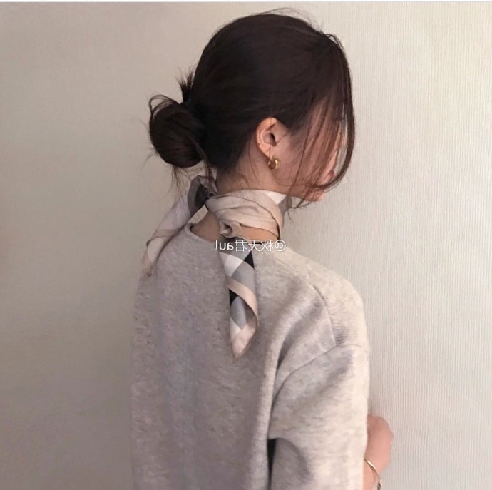 韩国春秋夏季百搭装饰复古格子职业雪纺小领巾发带小方巾小丝巾女