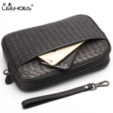 Маленькая сумка клатч, плетеная вместительная и большая сумка с петлей на руку для отдыха, из натуральной кожи