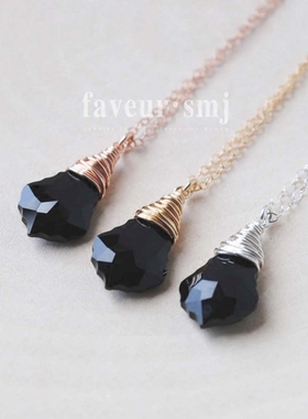 加拿大宝石红黑色水晶项链