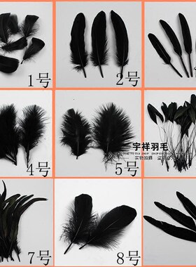 9个款式diy饰品配件材料羽毛 黑色羽毛工艺装饰羽毛 火鸡毛 鹅毛