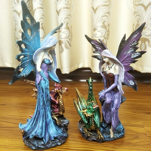 西班牙欧式蝴蝶花仙子摆件驯龙美女创意人物电视机柜工艺品装饰品