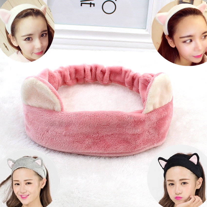 韩国萌猫咪耳朵可爱洗脸发带发箍甜美敷面膜发饰化妆束发头巾头带