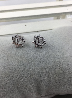 瑜伽耳钉925纯银莲花耳饰