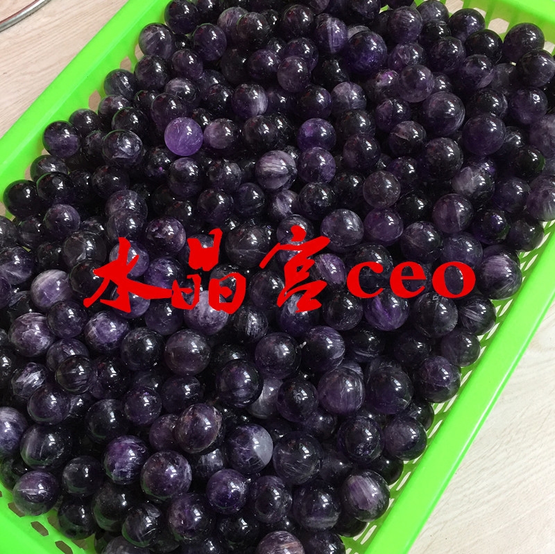구덩이 18-21MM가 있는 7성 배열 깊은 자수정 작은 공이 있는 천연 수정 구슬 판타지 자수정 공