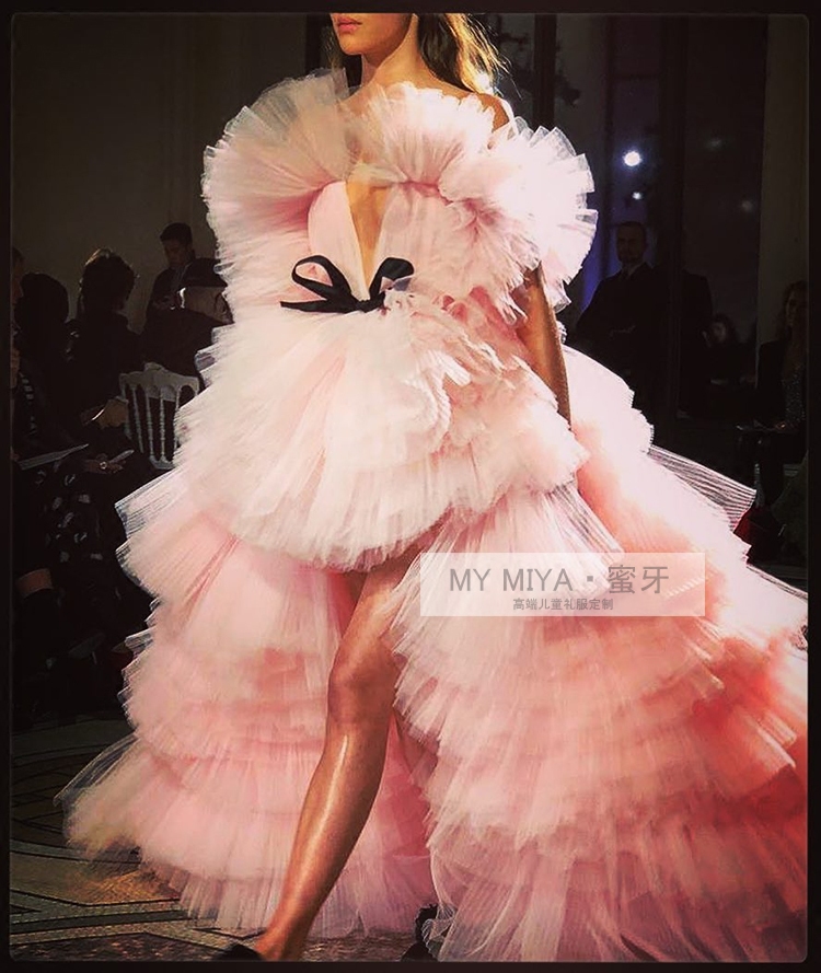 2018新款cip模特比赛演出服 前短后长超强气场晚礼服走秀礼服裙