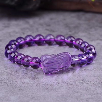 天然紫水晶财运貔貅手链