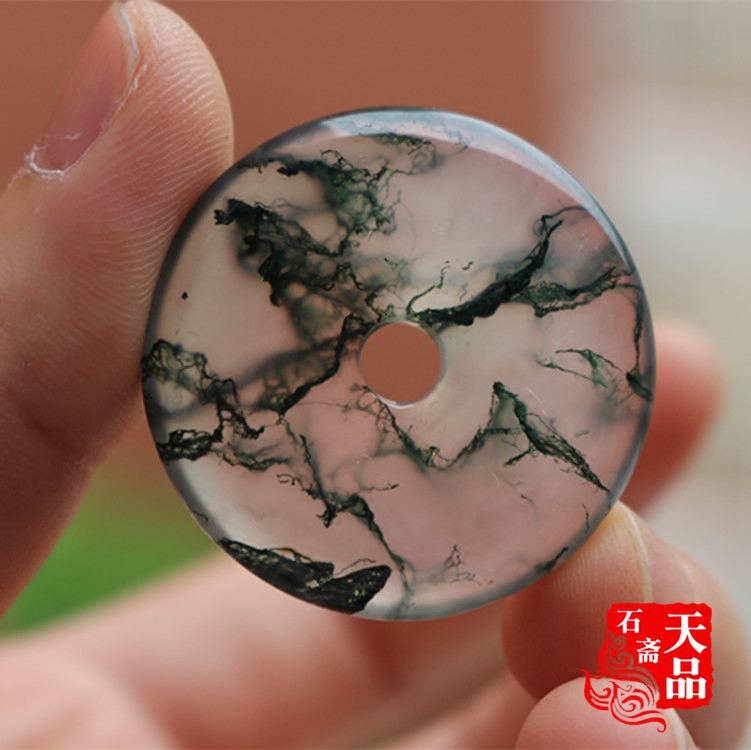 天然冰种原色通透清透大号水草玛瑙平安扣吊坠挂件男女款多款