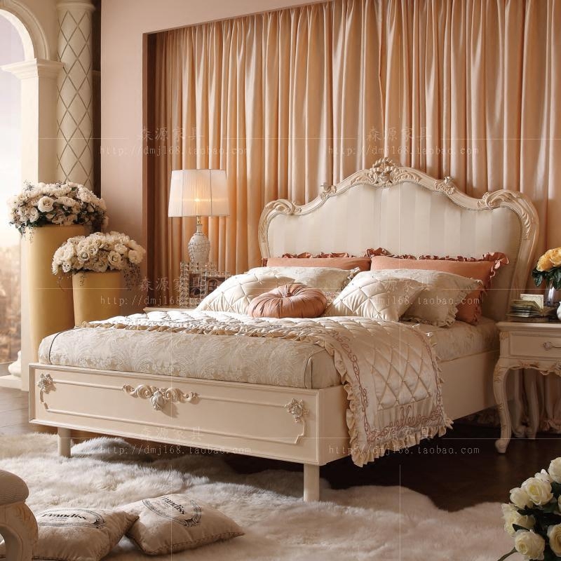意大利实木雕刻双人床欧式巴洛克布艺床卧室公主床1.8米贵族婚床
