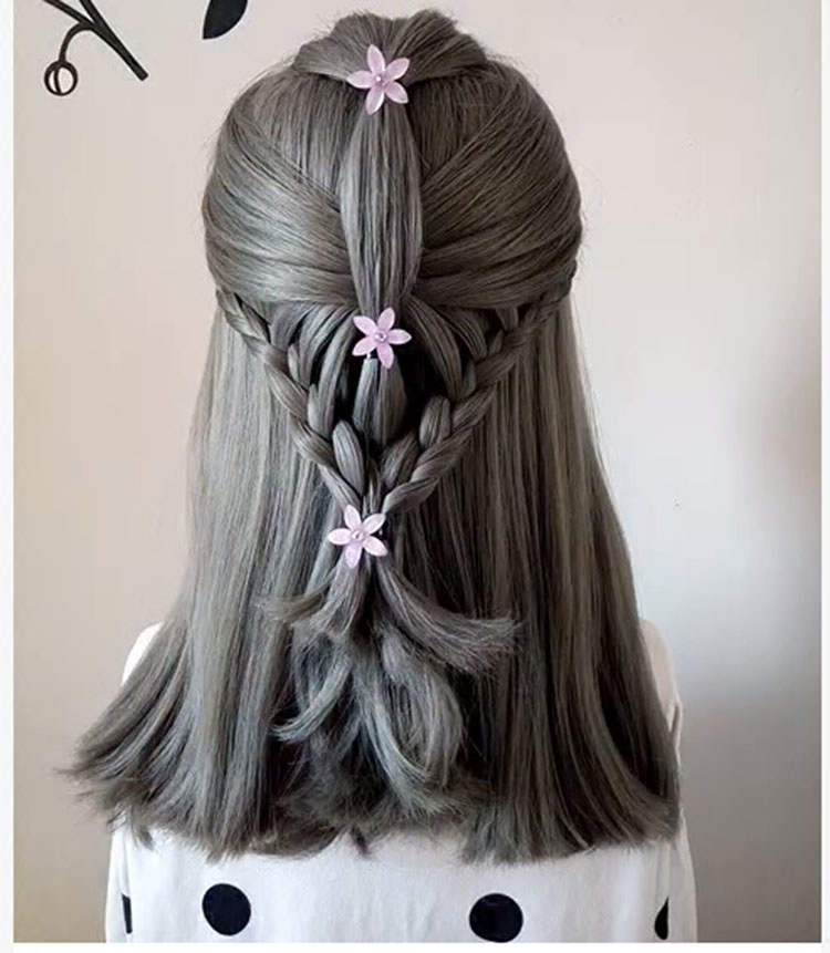 俏皮短发编发饰品水晶幸运花朵发叉插针u形夹子盘发饰品发针头卡