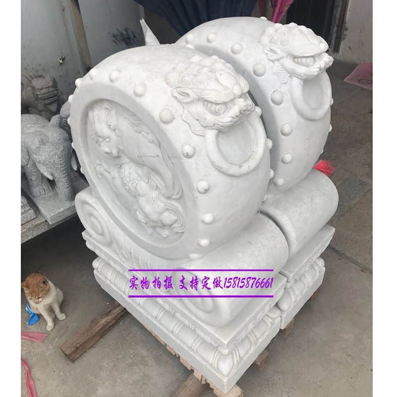 仿古镇宅汉白玉石雕门墩