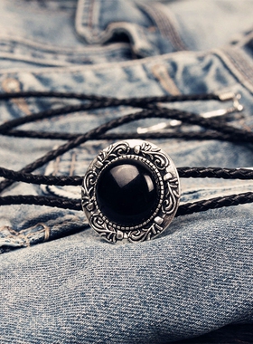 剪夏 线环领带 BOLO TIE 黑玛瑙波洛领带 男女同款 精致小款 包邮