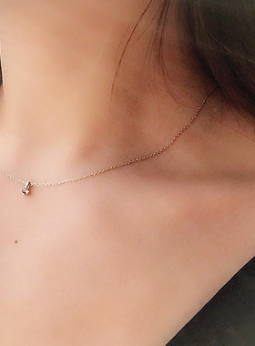 925纯银 镀白金 烟灰色 性冷淡色 迷你小吊坠 超细锁骨链 项链 女