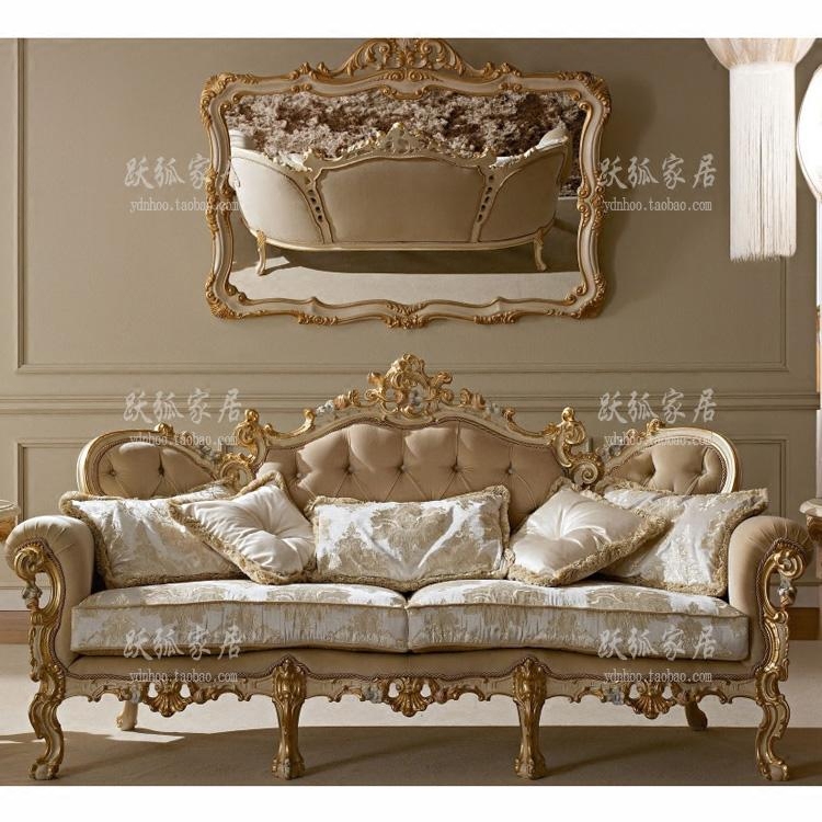 法式实木雕刻奢华 欧式公主布艺三人沙发 意大利风格别墅客厅家具