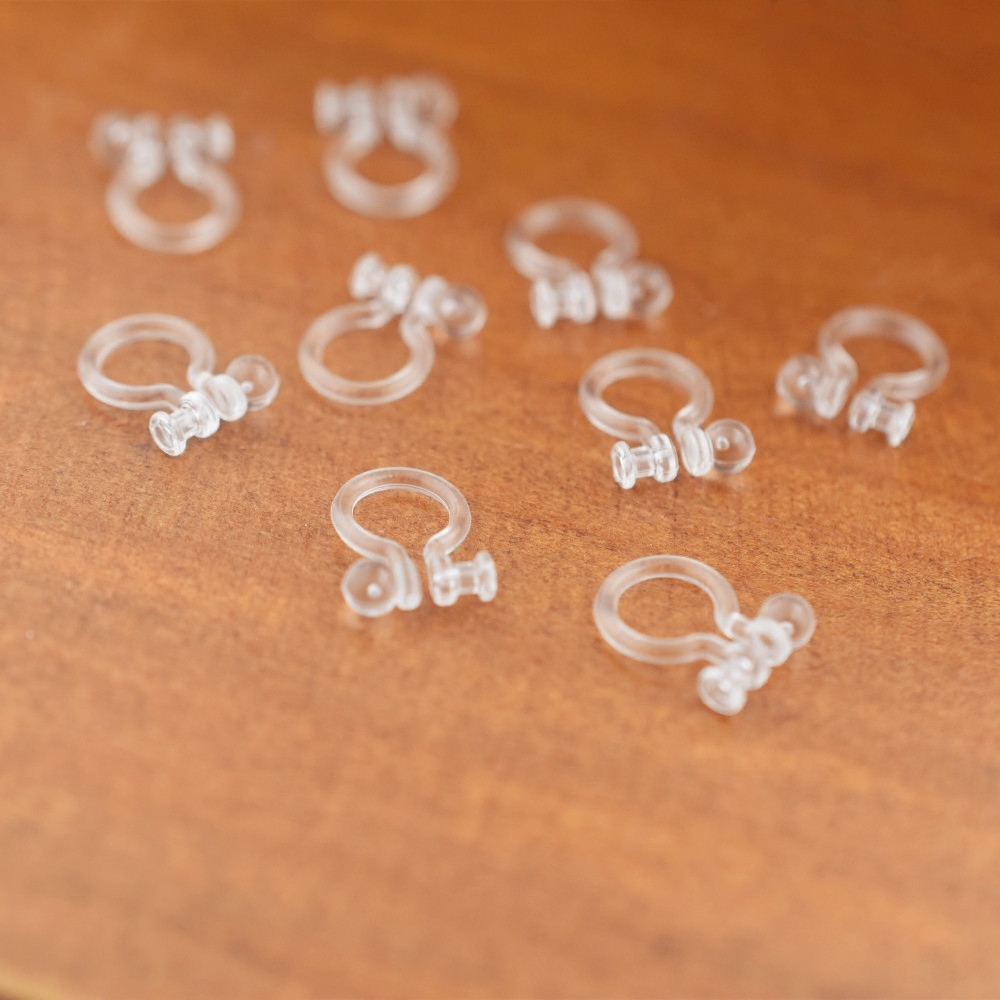 1对 diy透明树脂u形耳夹隐形无耳洞 防过敏耳饰配件