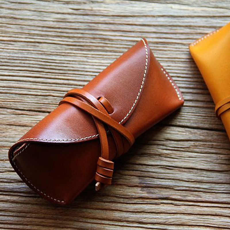 植鞣头层牛皮复古纯皮眼镜包