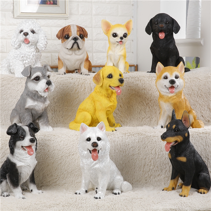 12名犬树脂仿真狗客厅装饰可爱宠物摆件工艺品酒柜创意礼物送女生