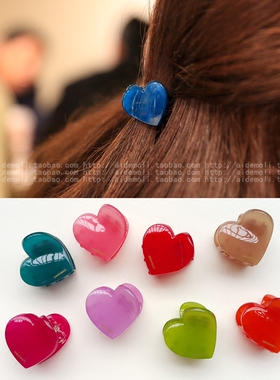 韩国进口 AZNAVOUR/AZ 发饰纯色靓丽果冻色桃心爱心抓夹发抓爪