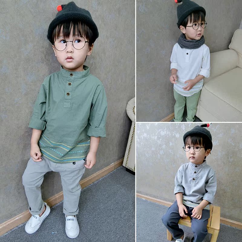 Chemise enfant à manche longue en lin - Ref 2083079 Image 1