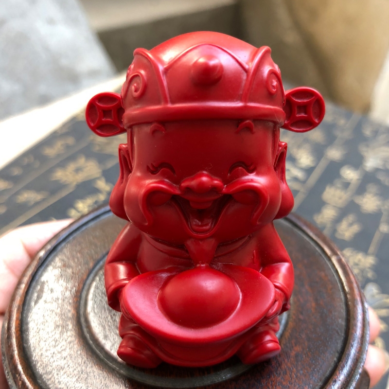原色朱砂中国红大元宝证书摆件