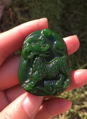碧玉麒麟赐福项链证书吊坠