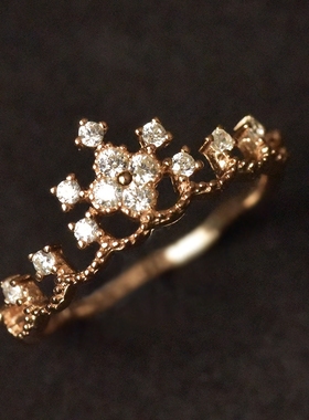 复古戒指纯银独家纯银钻石四叶草