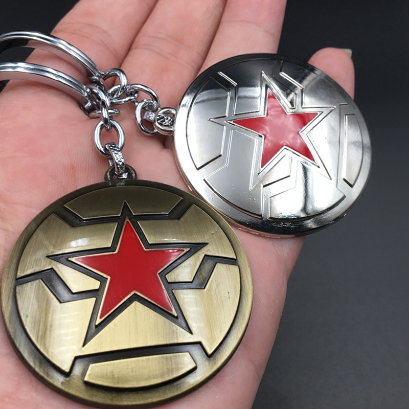 q版盾冬美国队长3内战冬兵巴基冬日战士标志盾牌公仔钥匙扣圈挂件