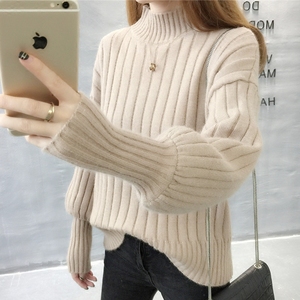 毛衣女秋冬季2020新款韩版套头宽松内搭日系半高领针织打底衫加厚