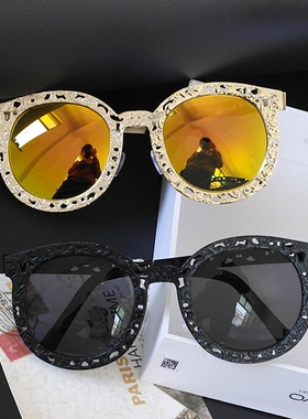 墨镜个性风金属修脸圆框太阳眼镜