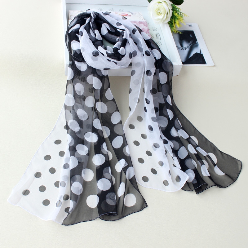 黑白色大小波点丝巾乔其纱围巾女春夏纱巾薄款春秋冬百搭小版圆点,服饰配件/皮带/帽子/围巾,围巾/丝巾/披肩,淘宝优惠券,粉丝福利购,淘宝优惠卷