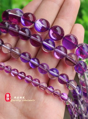 特价 合成紫色闪光石散珠 6-12mm闪光石圆珠 diy饰品串珠材料配件