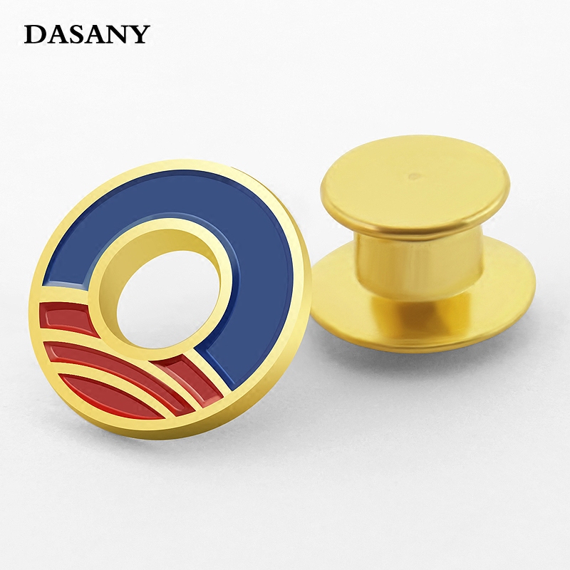 企业胸针订制logo男士西装圆环烤漆镂空波浪徽章日韩大衣胸章领针